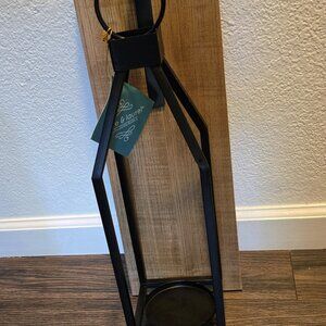 KATE & LAUREL Decorative Iron Lantern and Wood & Iron Wall Mounted Hanger